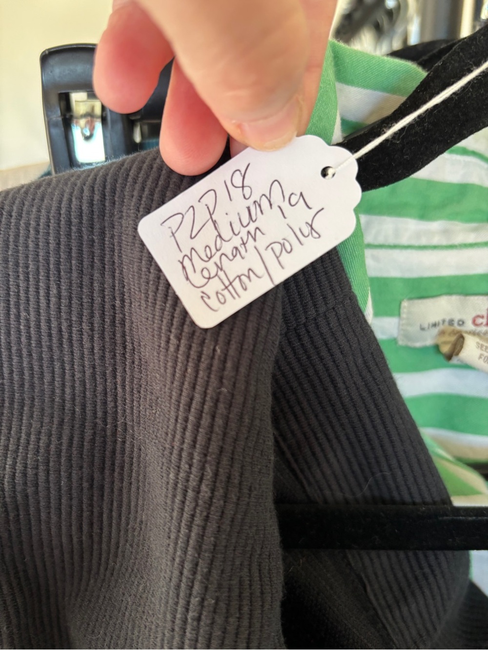 Mauve Black Ribbed Button-Front Top with Wide Fold Collar - Picture 5 of 5